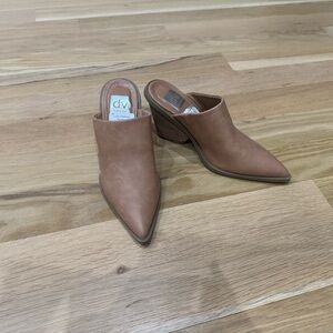 DV by Dolce Vita Brown Mules with Wooden Block Heel